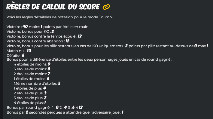 Calcul de score tournoi